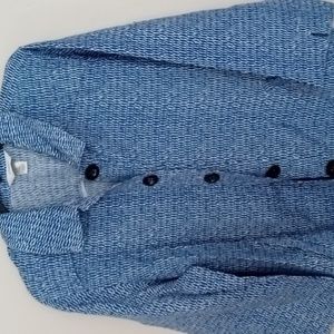 *New Christopher and Banks New Blue Linen Blend 3/4 Sleeve Jacket 1X